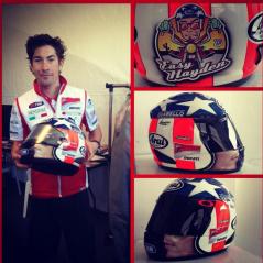 Detail shots of Nicky's Laguna helmet. - Photo: Credit